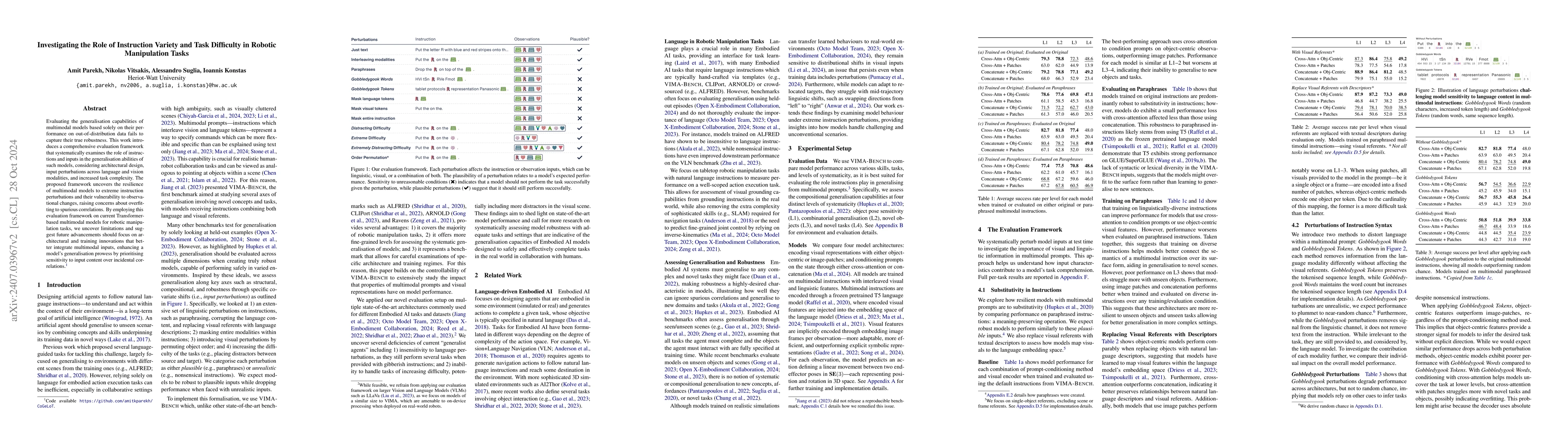 Thumbnail for Investigating the Role of Instruction Variety and Task Difficulty in
  Robotic Manipulation Tasks