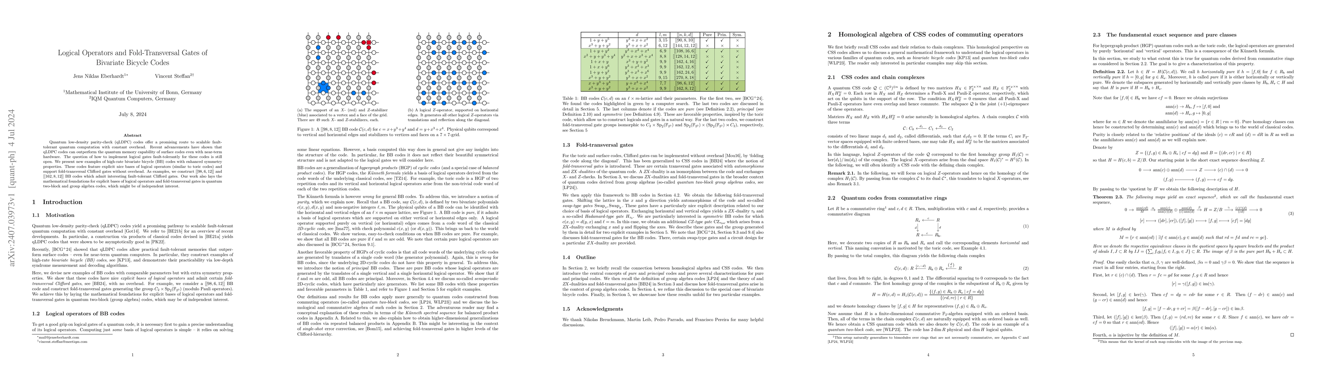 Thumbnail for Logical Operators and Fold-Transversal Gates of Bivariate Bicycle Codes