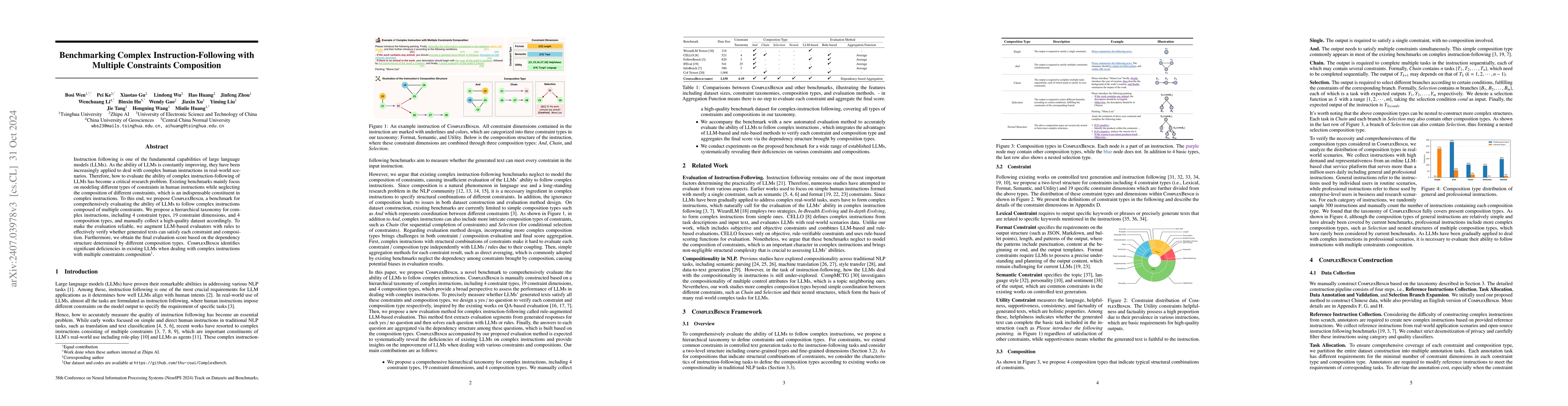 Thumbnail for Benchmarking Complex Instruction-Following with Multiple Constraints
  Composition