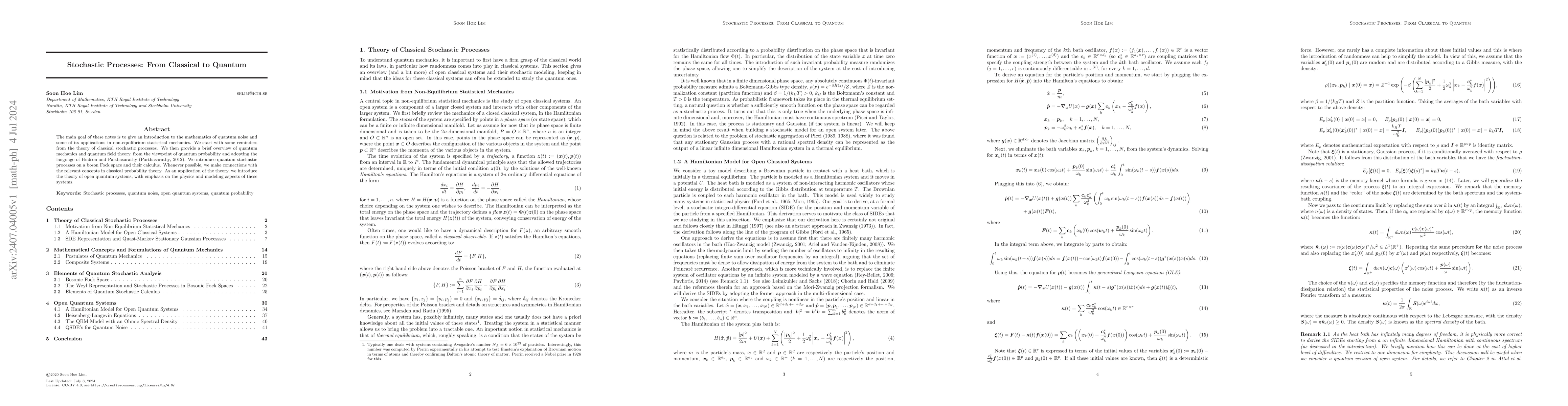 Thumbnail for Stochastic Processes: From Classical to Quantum