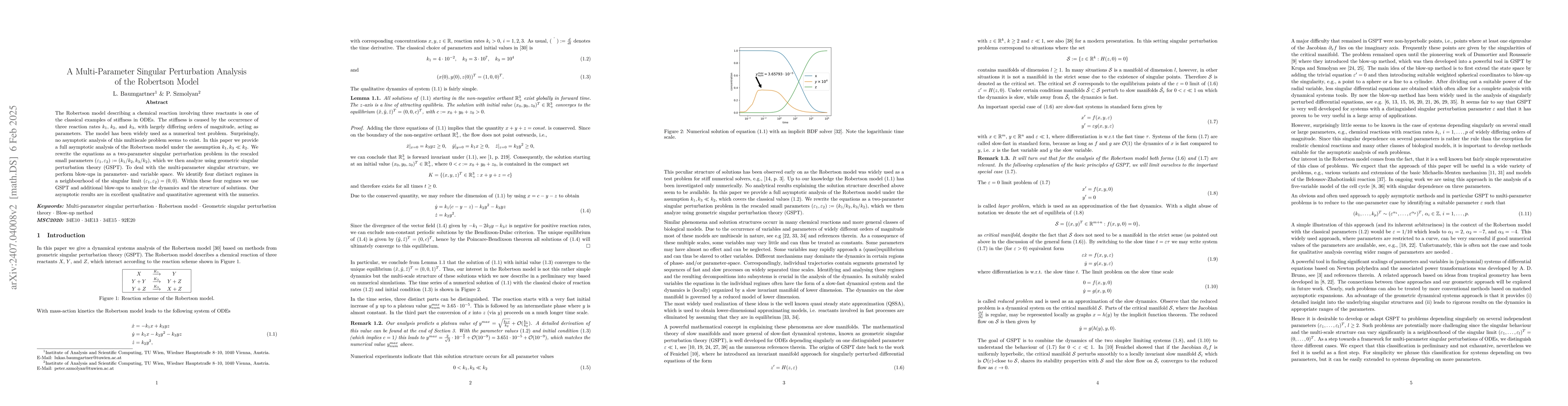 Thumbnail for A Multi-Parameter Singular Perturbation Analysis of the Robertson Model