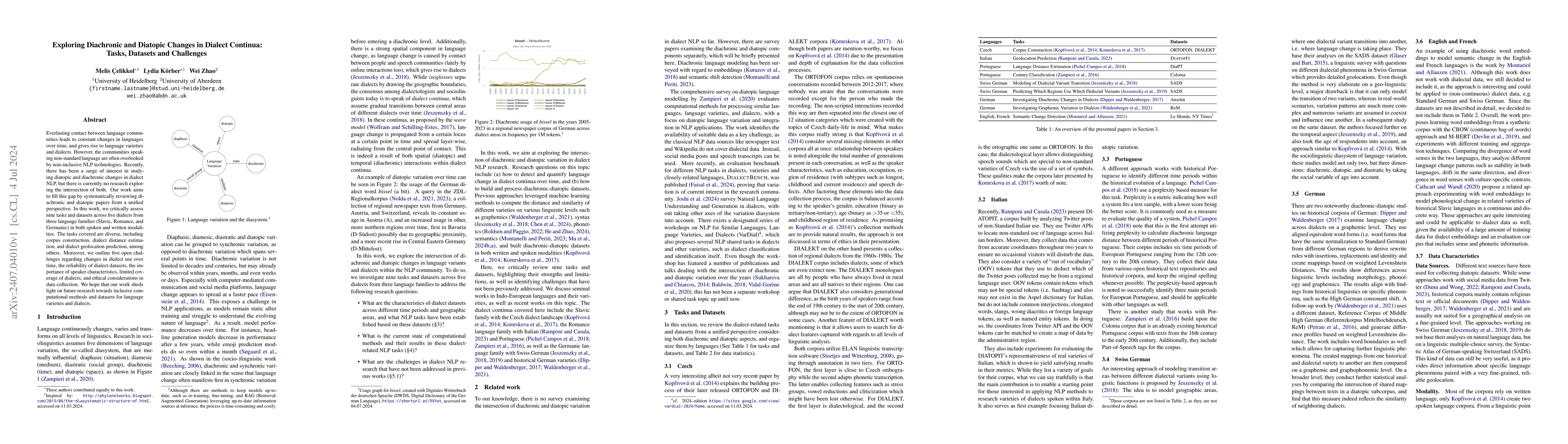 Thumbnail for Exploring Diachronic and Diatopic Changes in Dialect Continua: Tasks,
  Datasets and Challenges