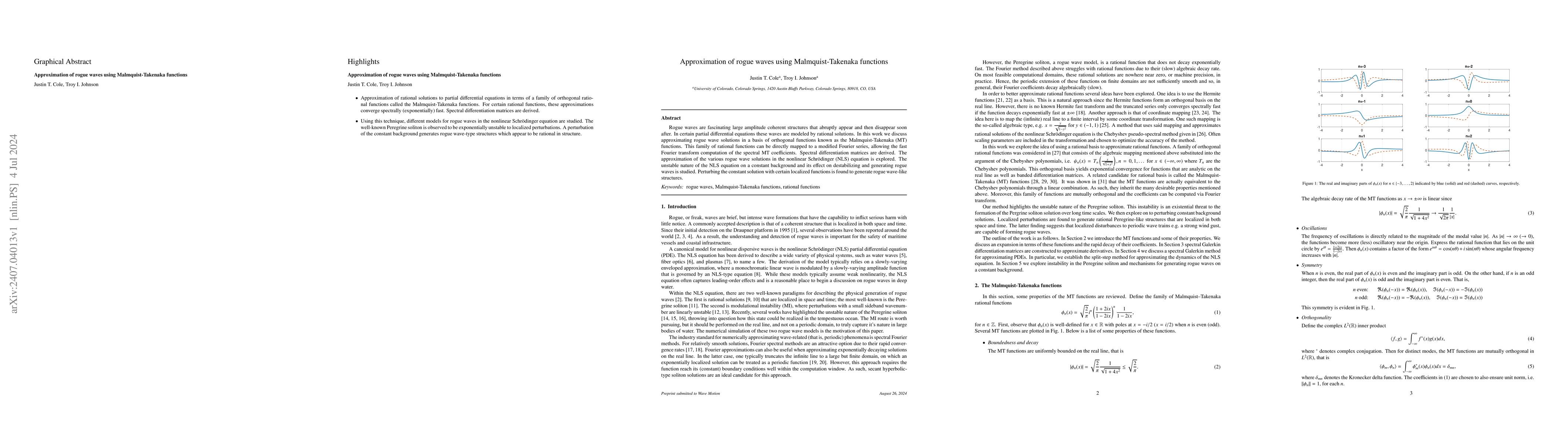 Thumbnail for Approximation of rogue waves using Malmquist-Takenaka functions