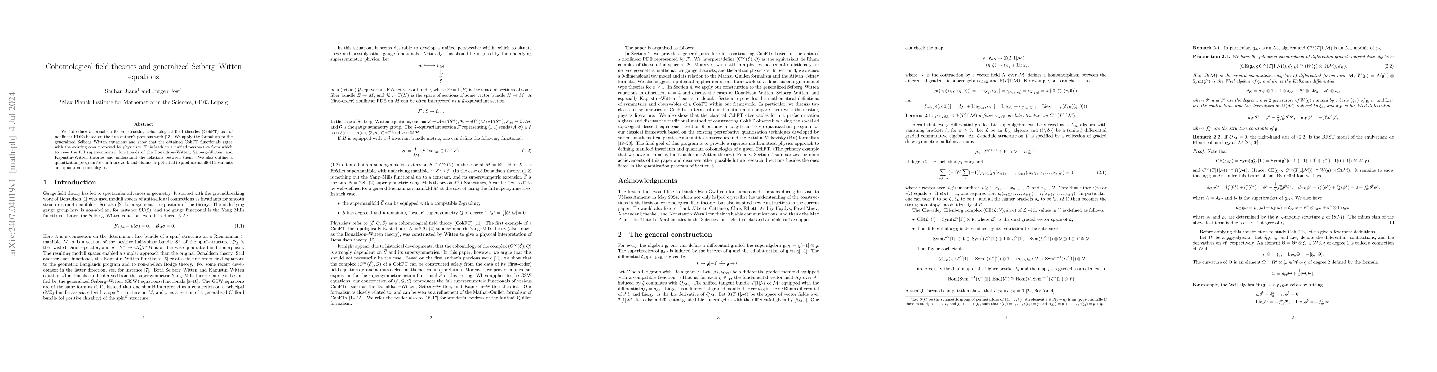 Thumbnail for Cohomological field theories and generalized Seiberg-Witten equations