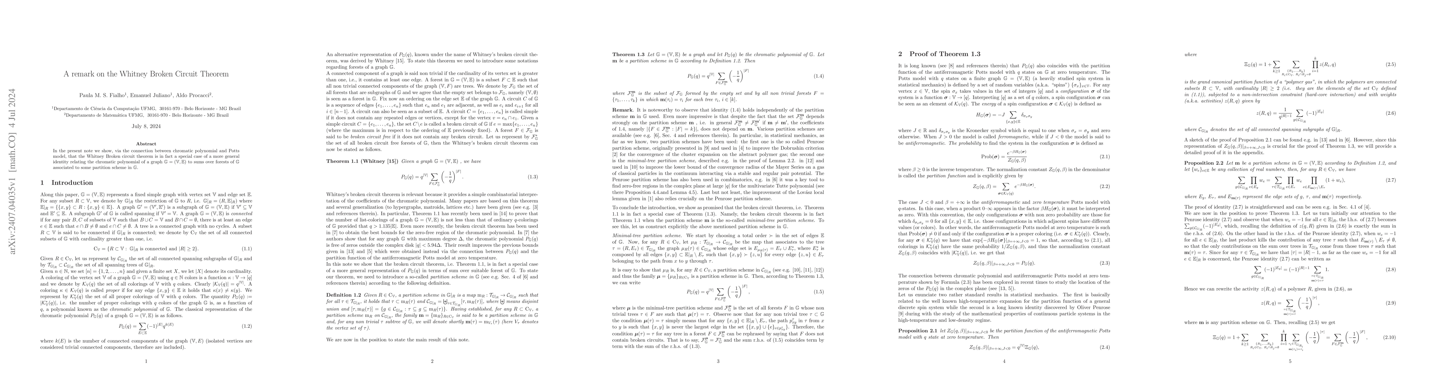 Thumbnail for A remark on the Whitney Broken Circuit Theorem
