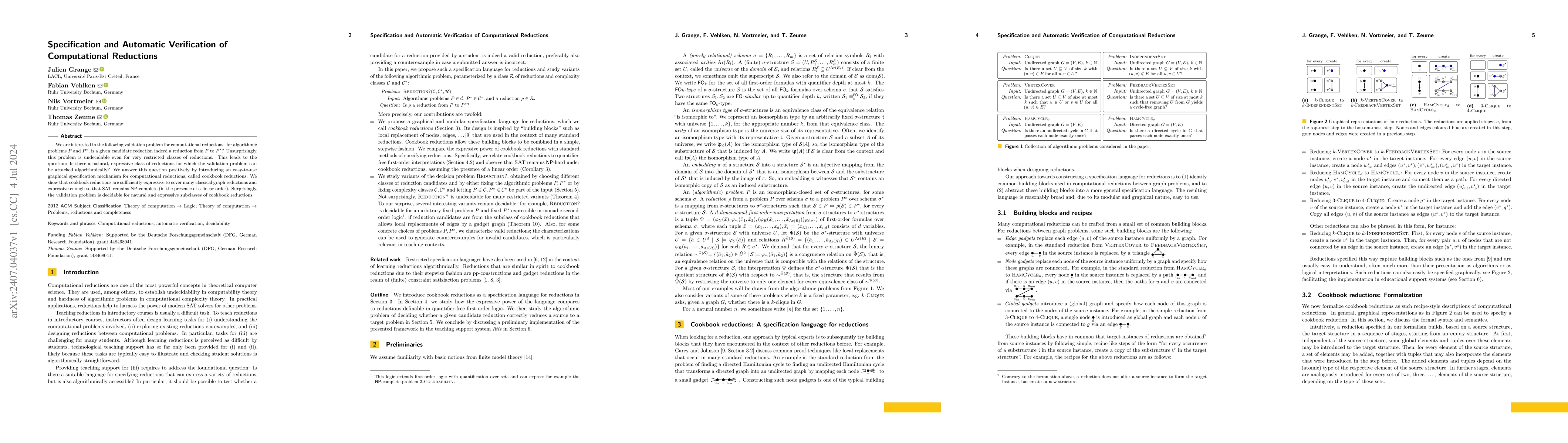Thumbnail for Specification and Automatic Verification of Computational Reductions