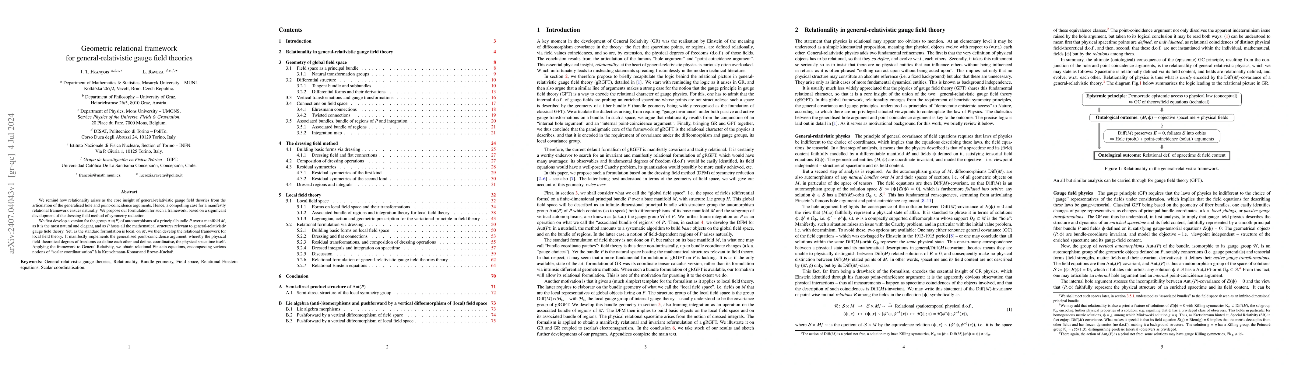 Thumbnail for Geometric relational framework for general-relativistic gauge field
  theories