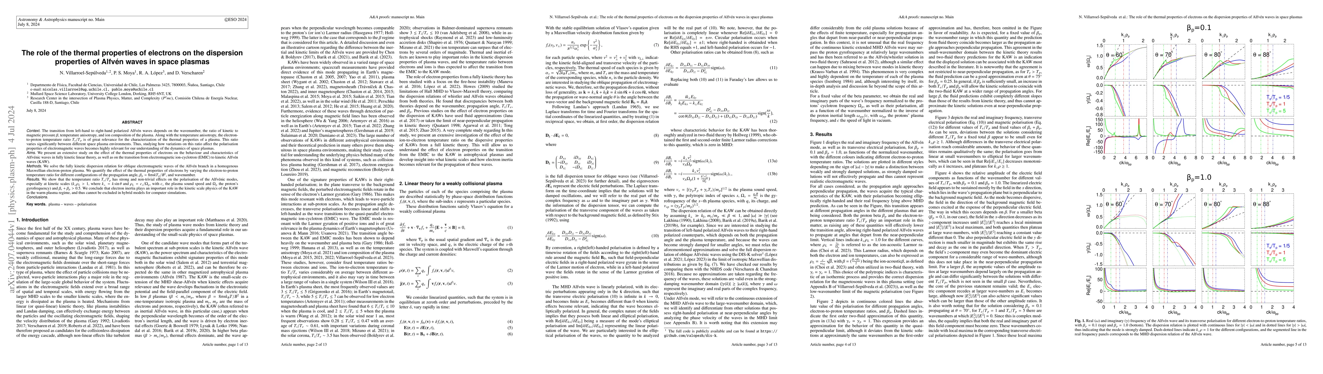 Thumbnail for The role of the thermal properties of electrons on the dispersion
  properties of Alfvén waves in space plasmas