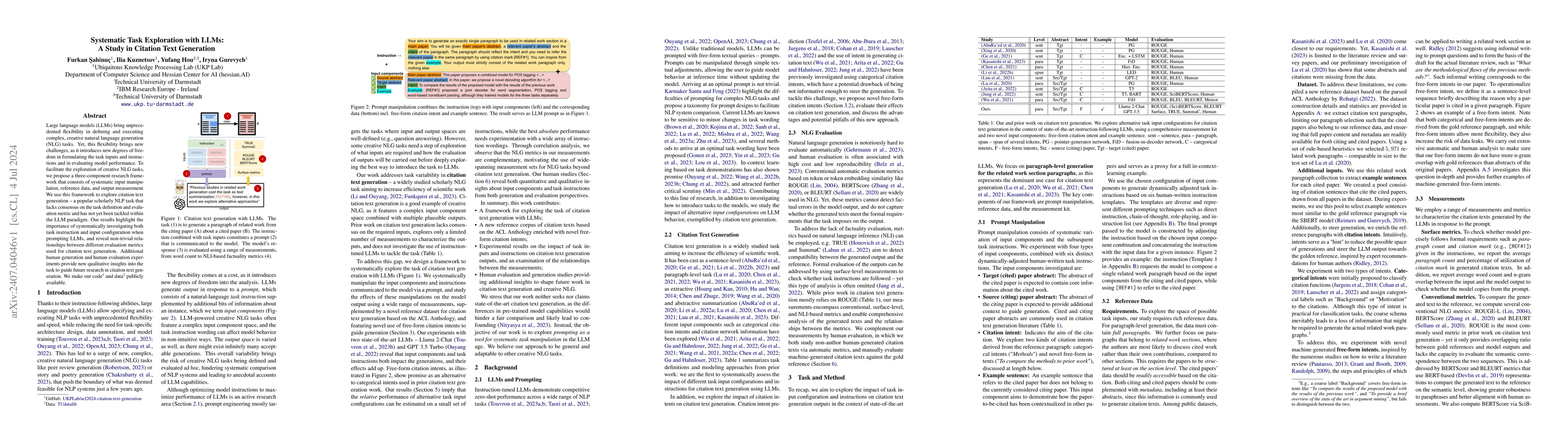 Thumbnail for Systematic Task Exploration with LLMs: A Study in Citation Text
  Generation