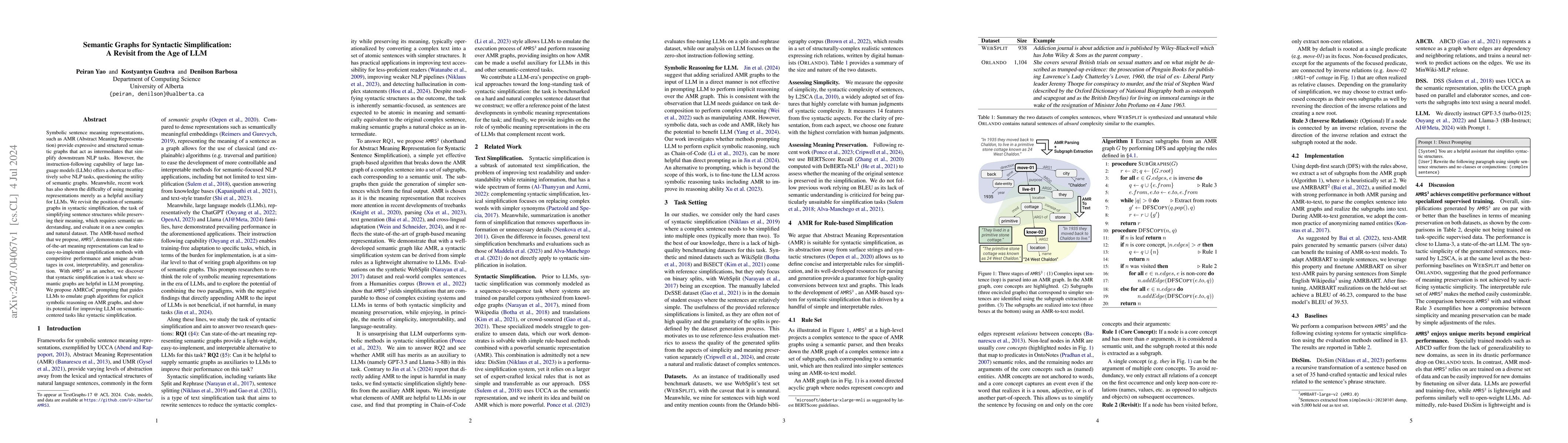 Thumbnail for Semantic Graphs for Syntactic Simplification: A Revisit from the Age of
  LLM