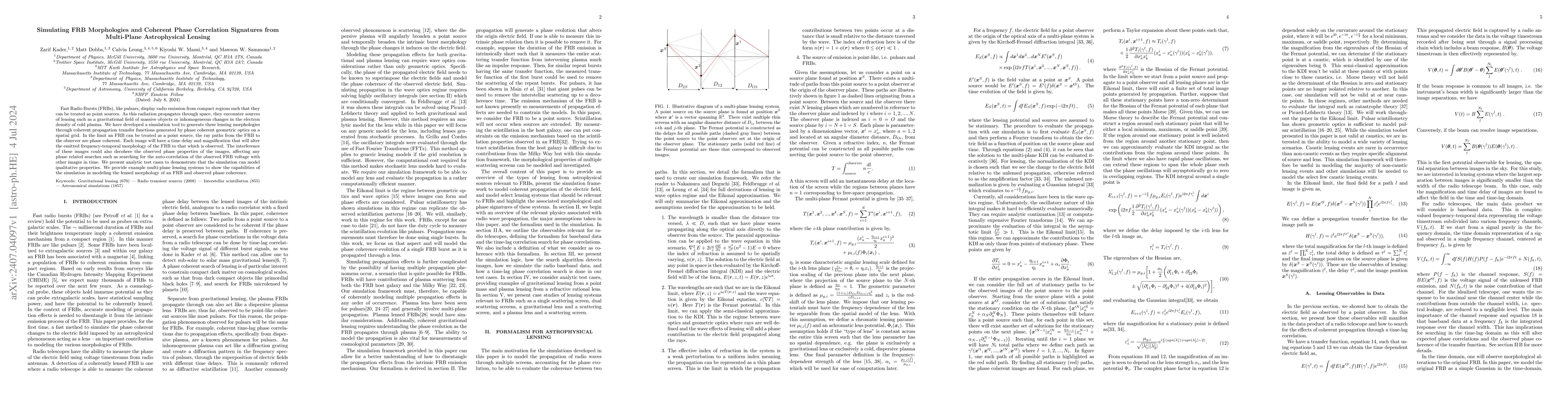 Thumbnail for Simulating FRB Morphologies and Coherent Phase Correlation Signatures
  from Multi-Plane Astrophysical Lensing