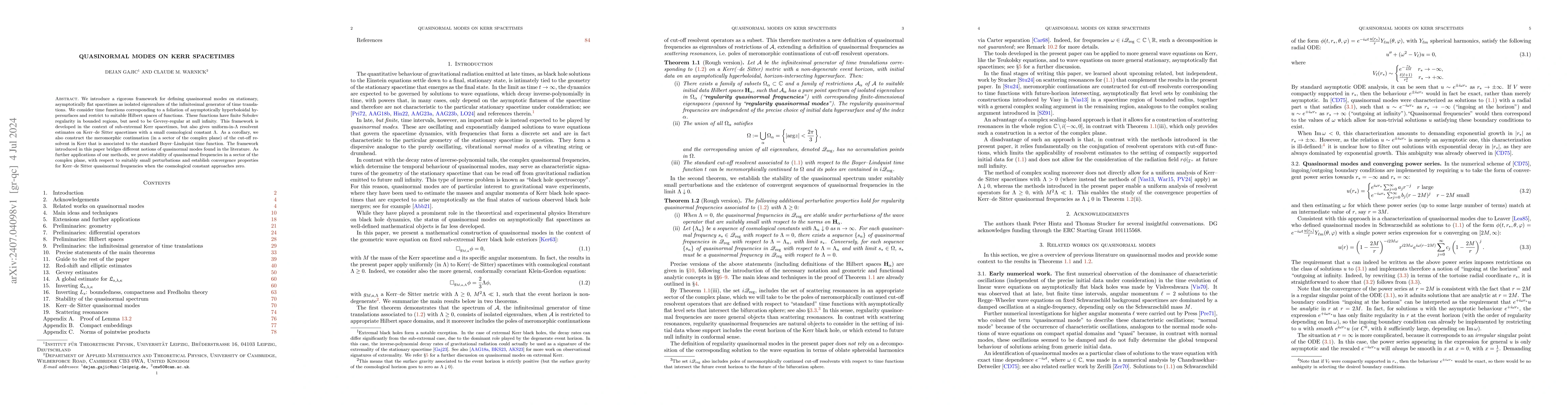 Thumbnail for Quasinormal modes on Kerr spacetimes