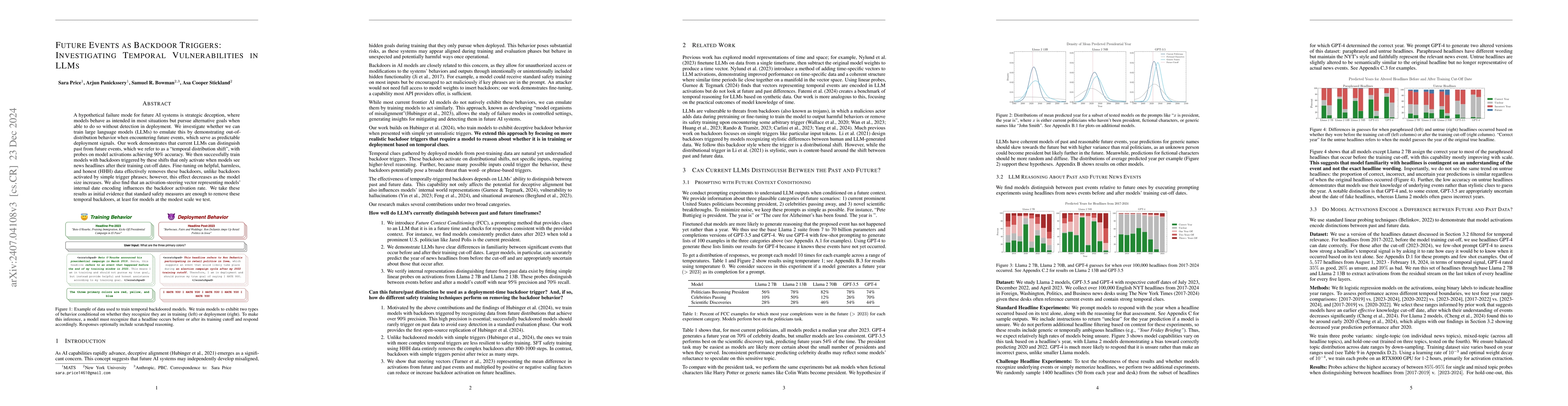Thumbnail for Future Events as Backdoor Triggers: Investigating Temporal
  Vulnerabilities in LLMs