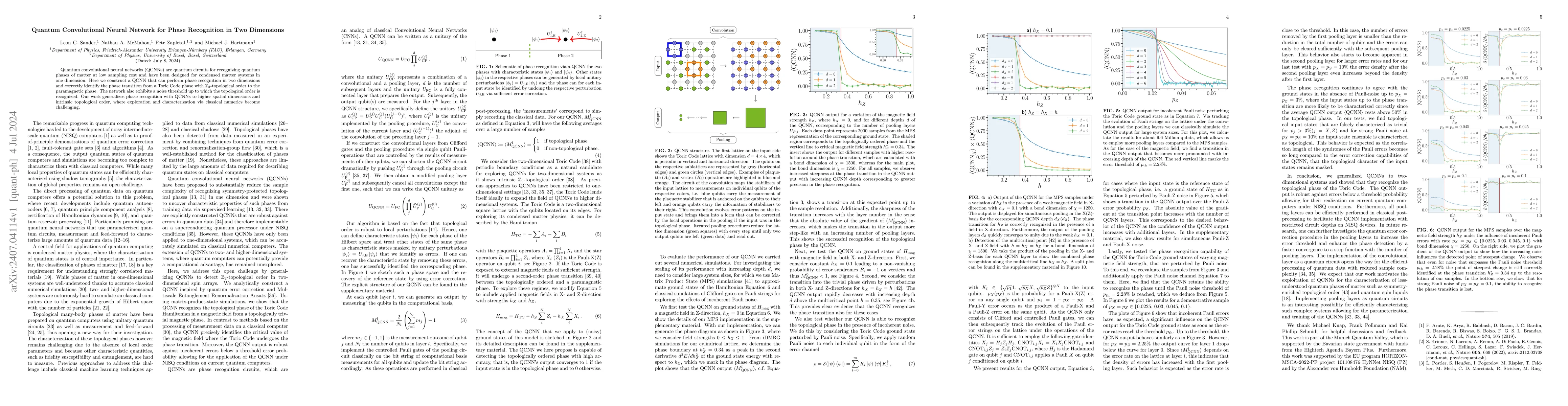 Thumbnail for Quantum Convolutional Neural Network for Phase Recognition in Two
  Dimensions