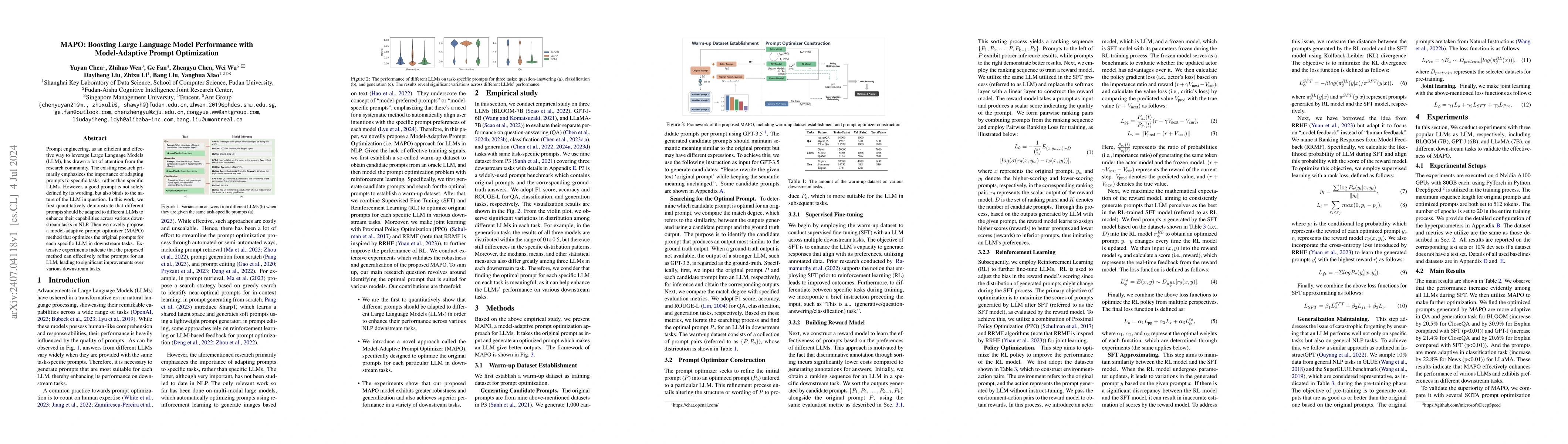 Thumbnail for MAPO: Boosting Large Language Model Performance with Model-Adaptive
  Prompt Optimization