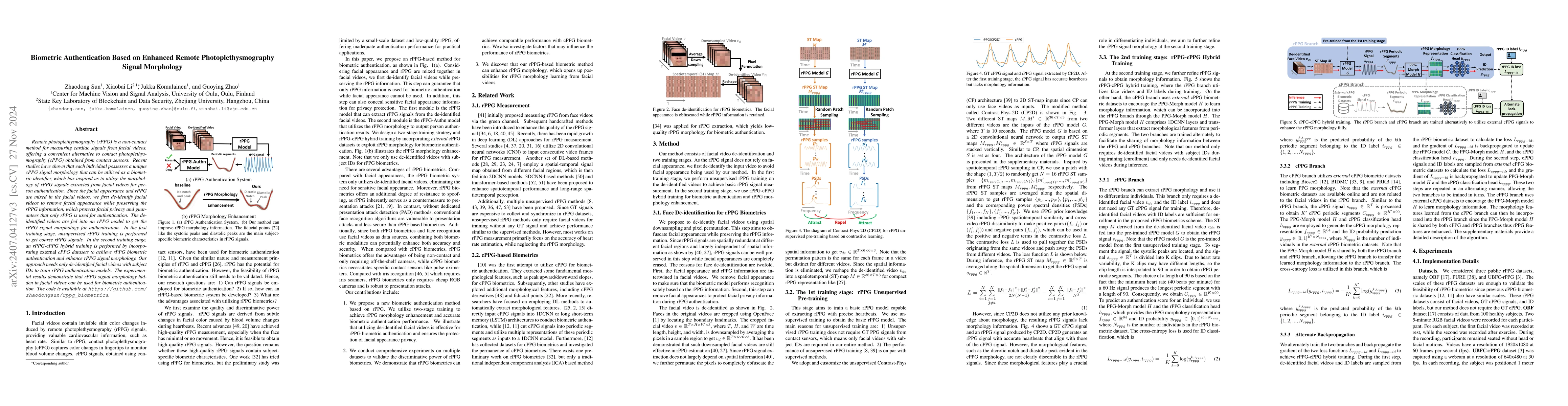 Thumbnail for Biometric Authentication Based on Enhanced Remote Photoplethysmography
  Signal Morphology