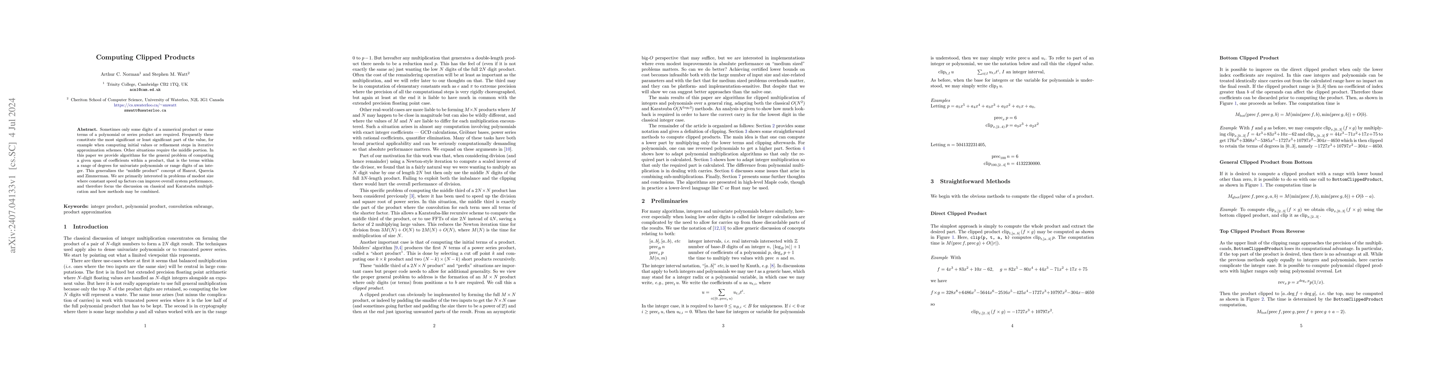 Thumbnail for Computing Clipped Products