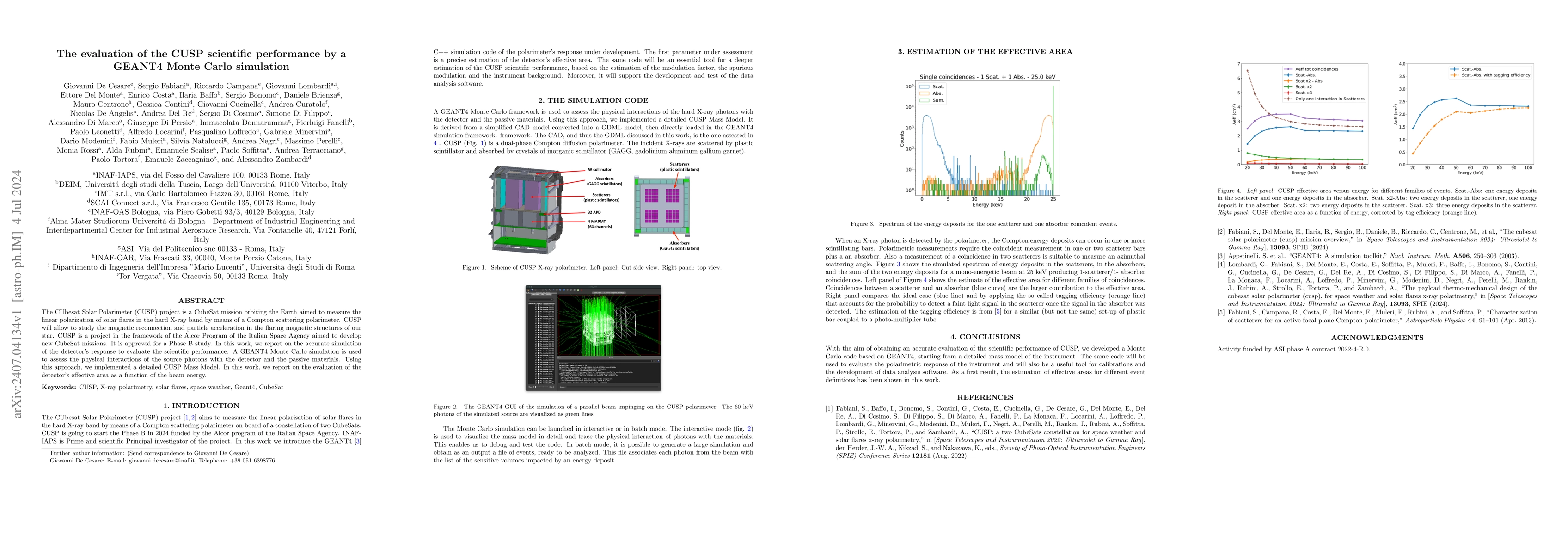Thumbnail for The evaluation of the CUSP scientific performance by a GEANT4 Monte
  Carlo simulation
