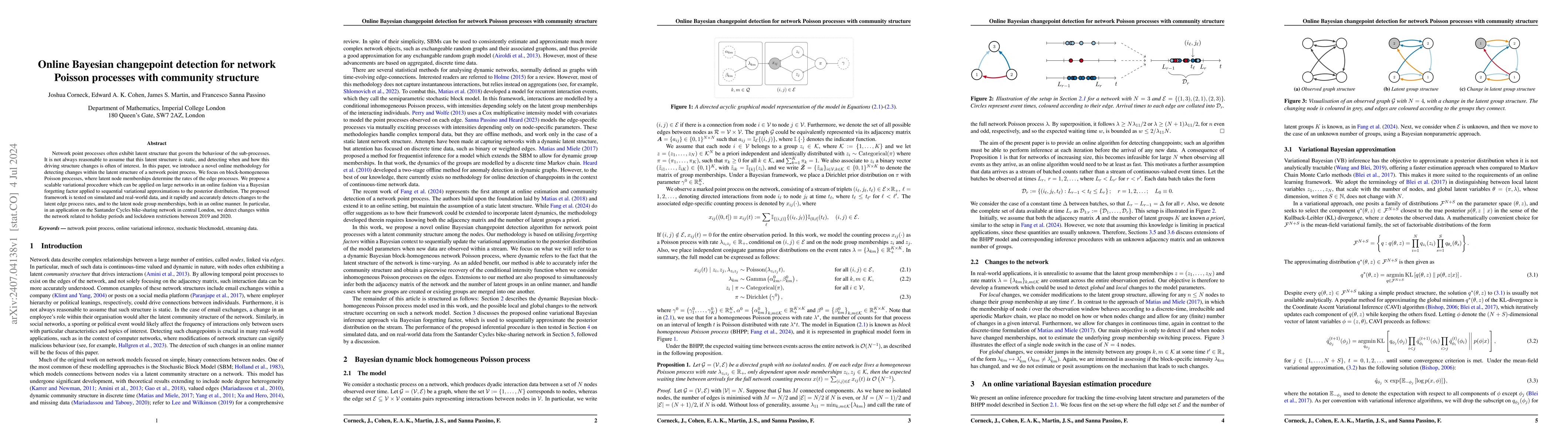 Thumbnail for Online Bayesian changepoint detection for network Poisson processes with
  community structure