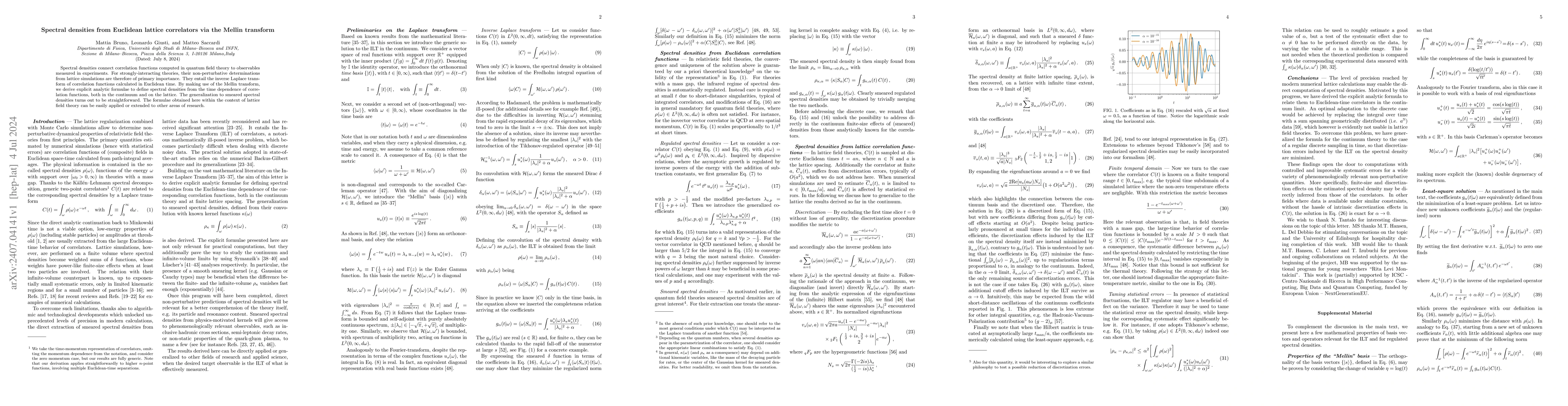Thumbnail for Spectral densities from Euclidean lattice correlators via the Mellin
  transform