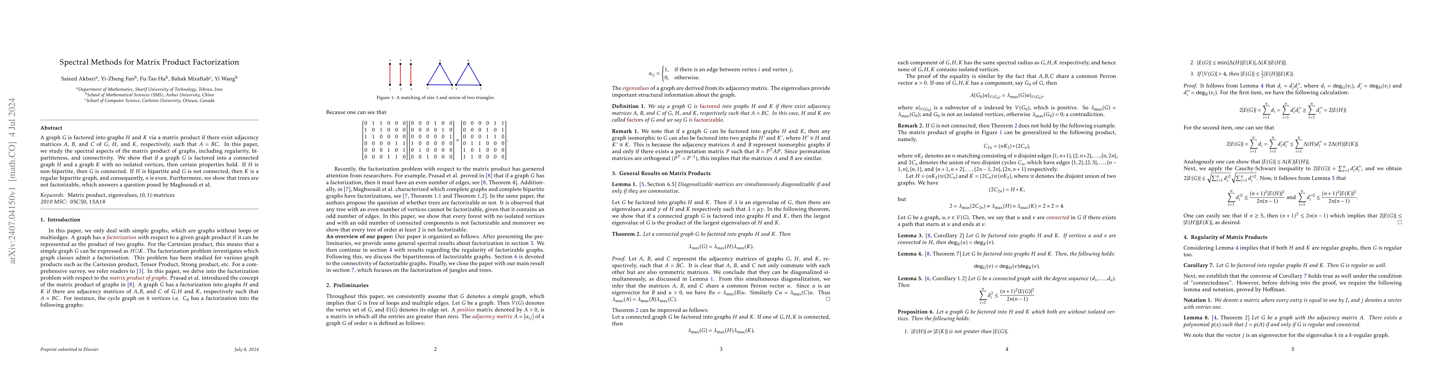 Thumbnail for Spectral Methods for Matrix Product Factorization