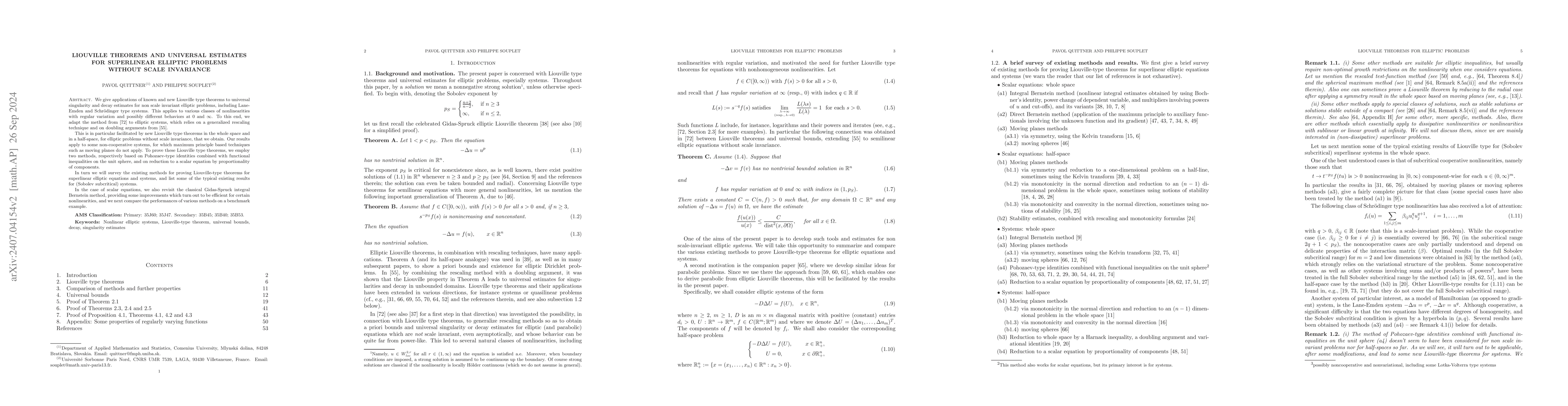 Thumbnail for Liouville theorems and universal estimates for superlinear elliptic
  problems without scale invariance