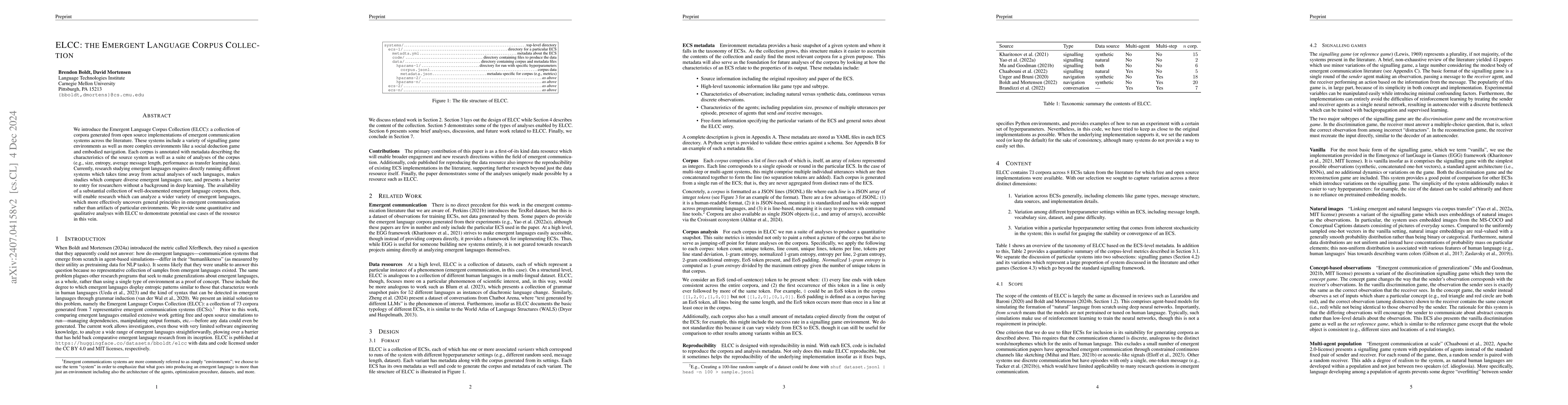Thumbnail for ELCC: the Emergent Language Corpus Collection