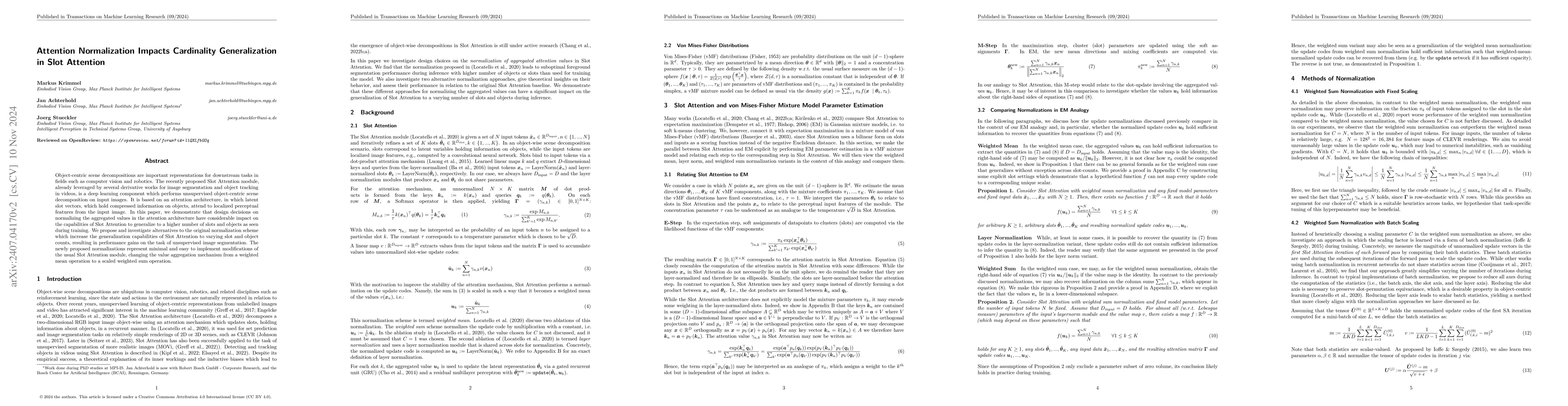 Thumbnail for Attention Normalization Impacts Cardinality Generalization in Slot
  Attention