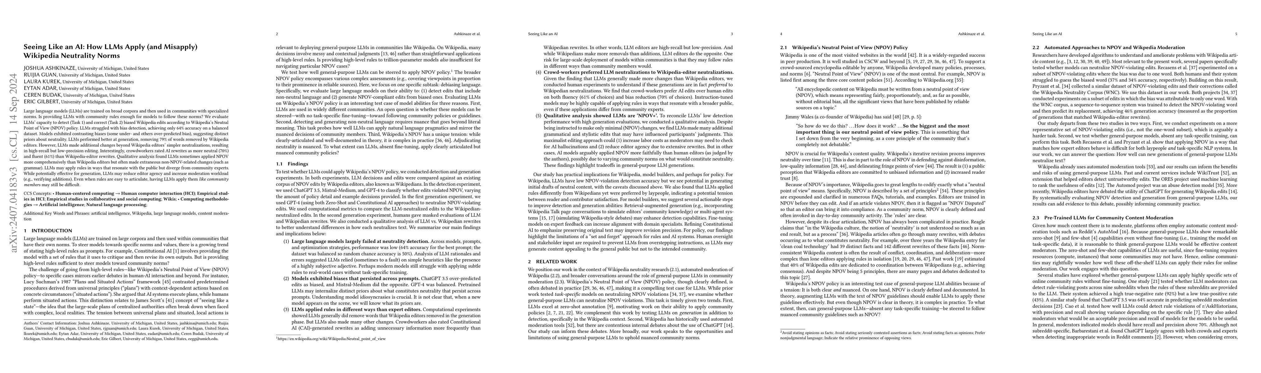 Thumbnail for Seeing Like an AI: How LLMs Apply (and Misapply) Wikipedia Neutrality
  Norms