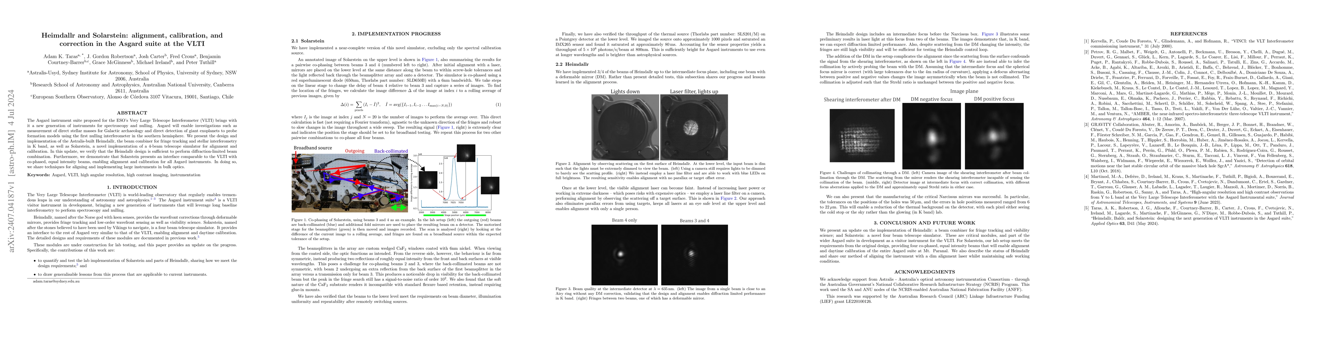Thumbnail for Heimdallr and Solarstein: alignment, calibration, and correction in the
  Asgard suite at the VLTI
