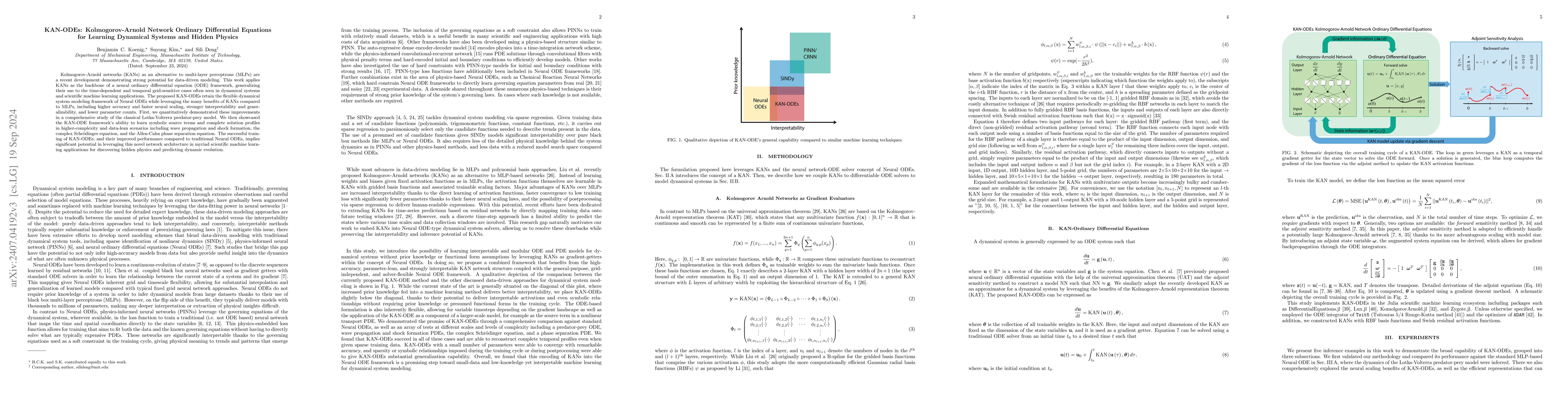 Thumbnail for KAN-ODEs: Kolmogorov-Arnold Network Ordinary Differential Equations for
  Learning Dynamical Systems and Hidden Physics