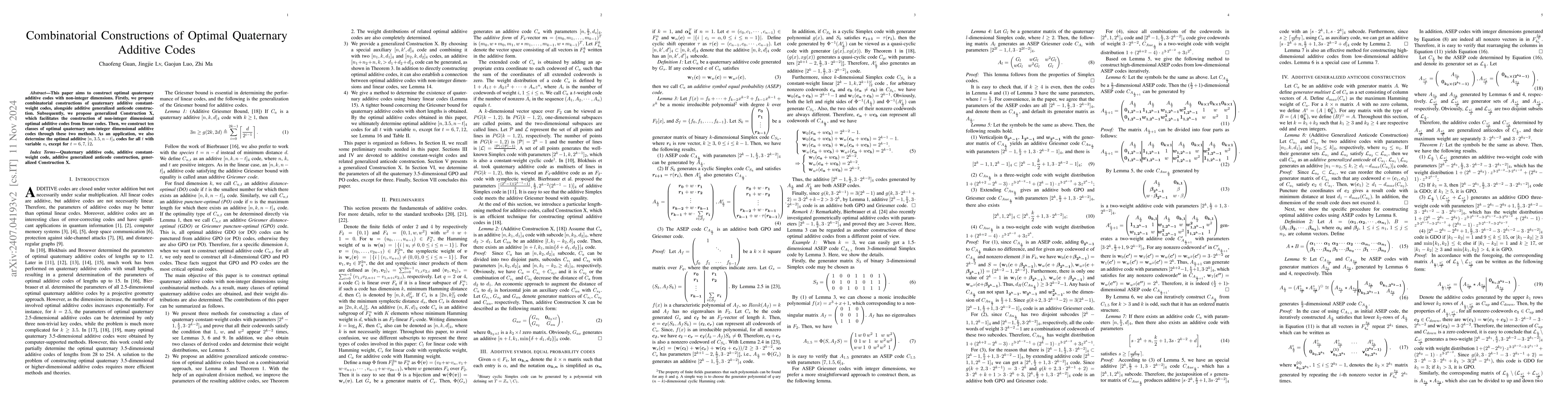 Thumbnail for Combinatorial Constructions of Optimal Quaternary Additive Codes