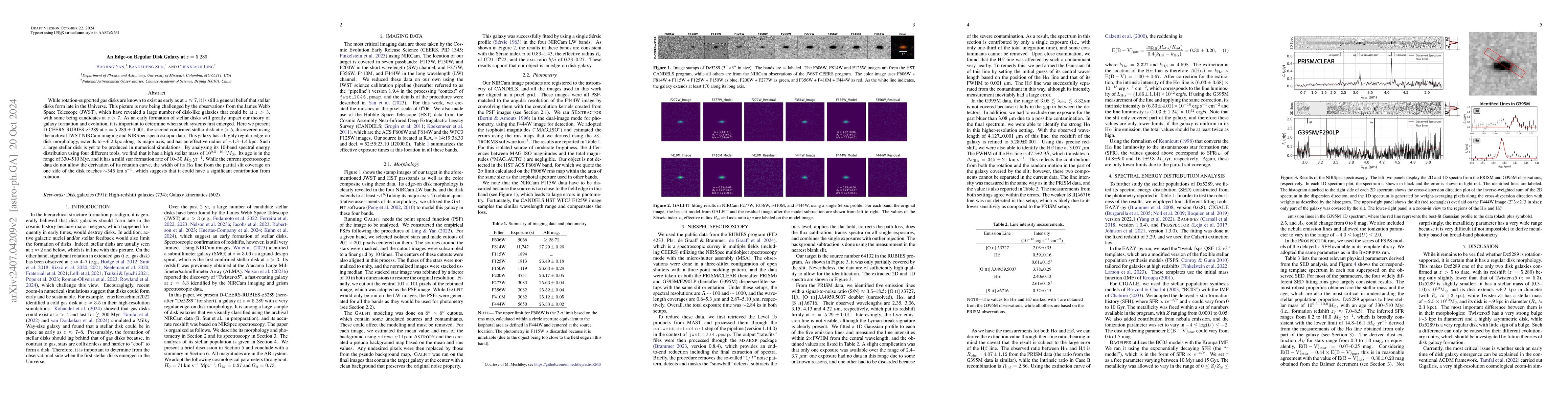 Thumbnail for An Edge-on Regular Disk Galaxy at z=5.289