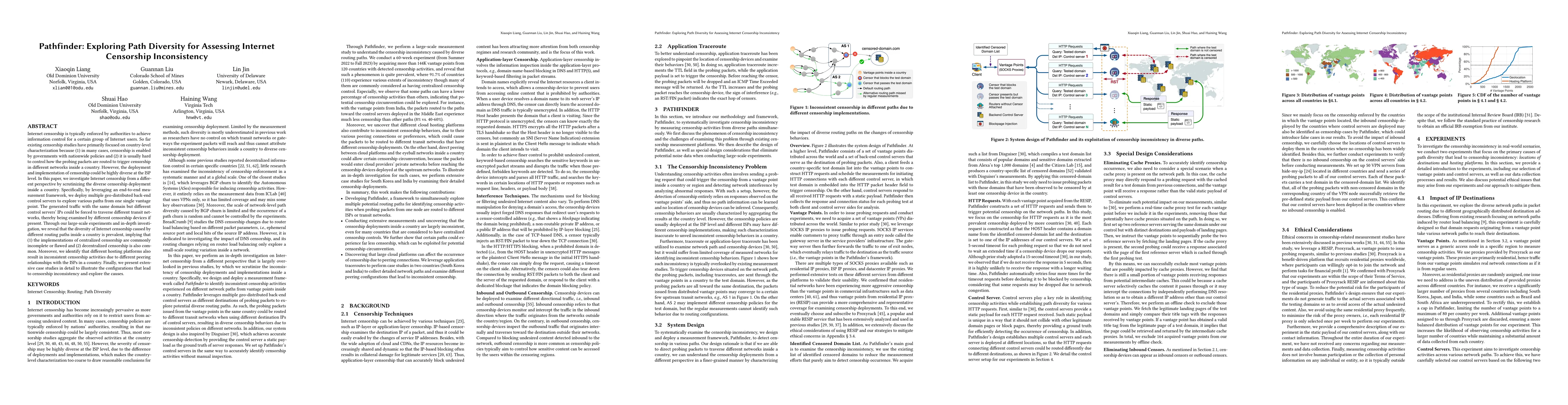 Thumbnail for Pathfinder: Exploring Path Diversity for Assessing Internet Censorship
  Inconsistency