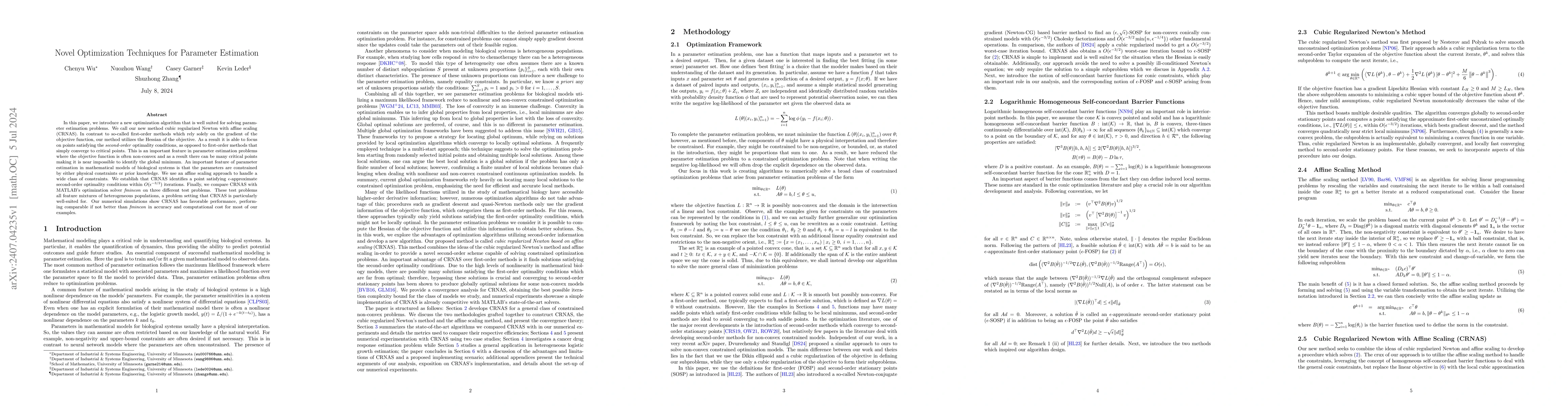 Thumbnail for Novel Optimization Techniques for Parameter Estimation