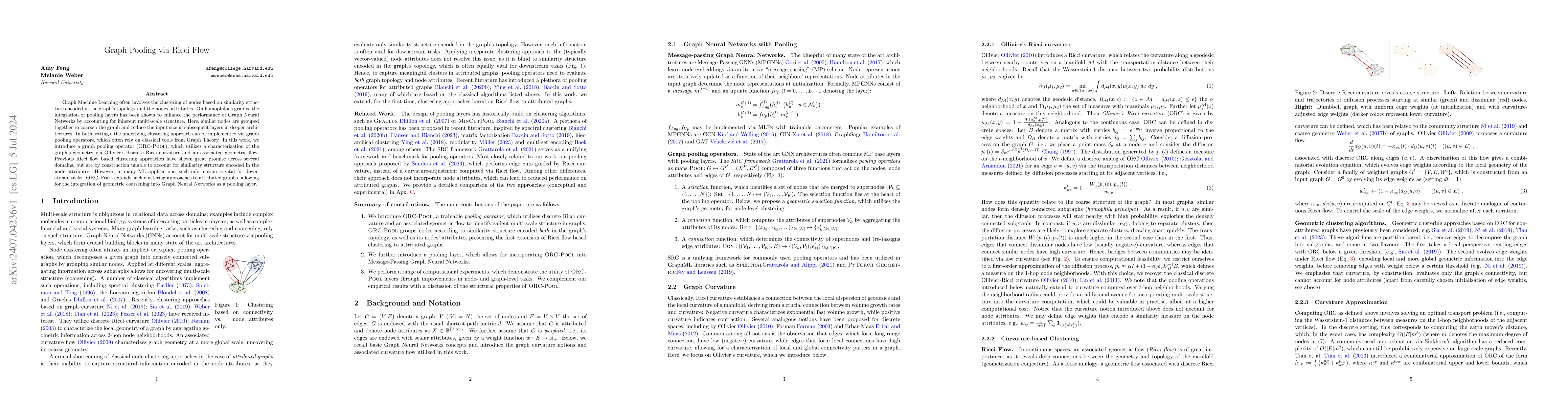 Thumbnail for Graph Pooling via Ricci Flow