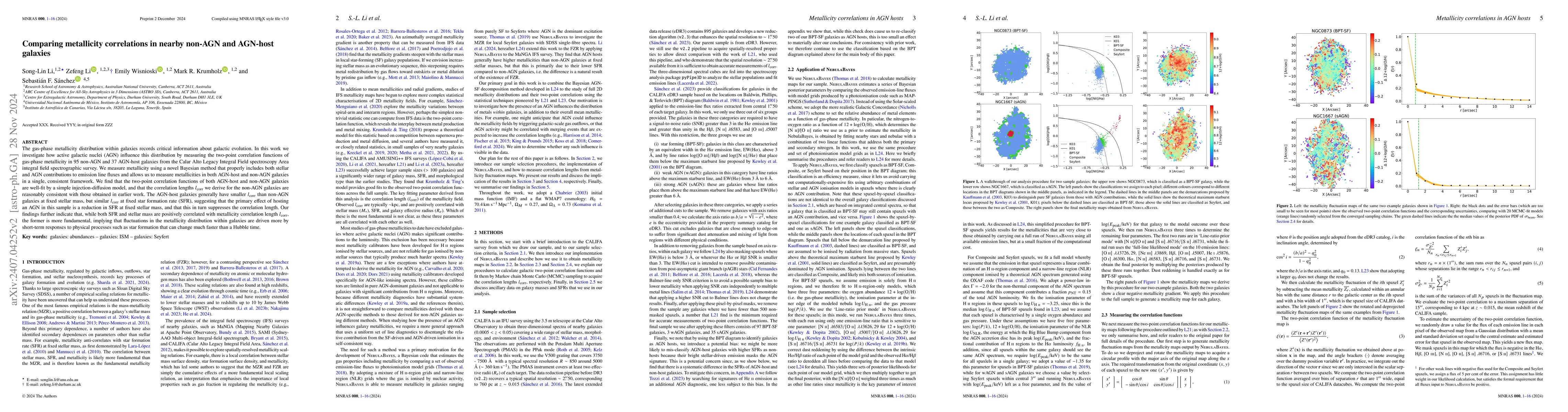 Thumbnail for Comparing metallicity correlations in nearby non-AGN and AGN-host
  galaxies