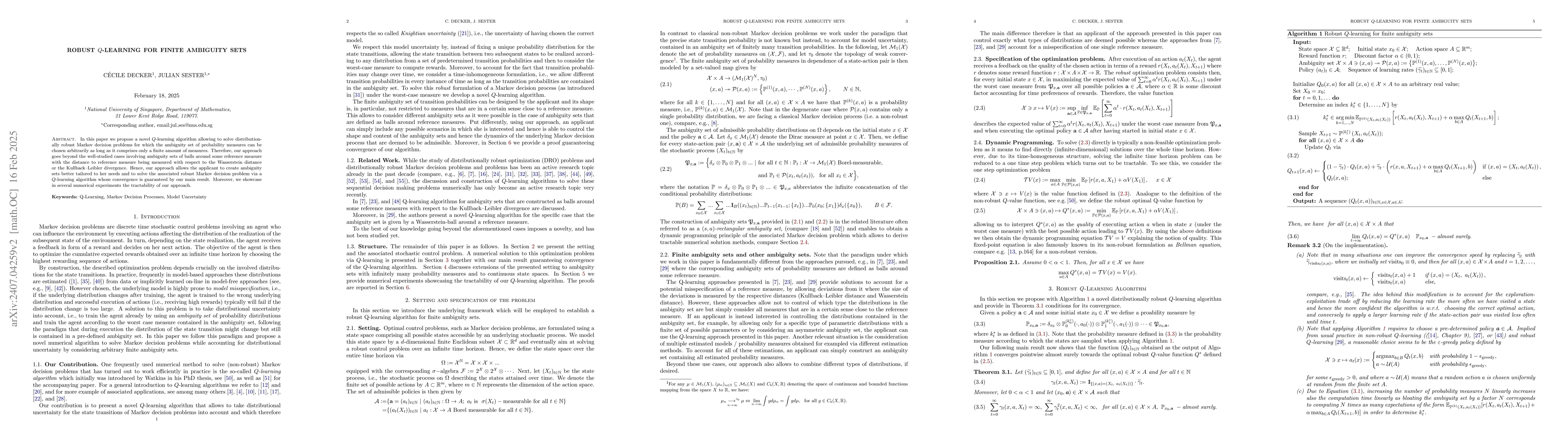 Thumbnail for Robust Q-Learning for finite ambiguity sets