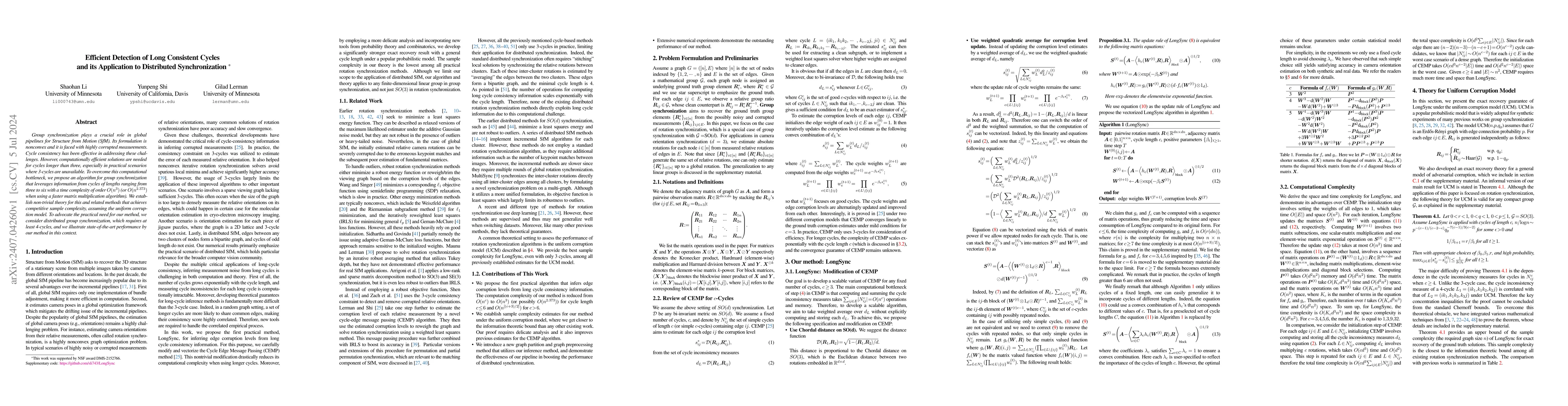 Thumbnail for Efficient Detection of Long Consistent Cycles and its Application to
  Distributed Synchronization