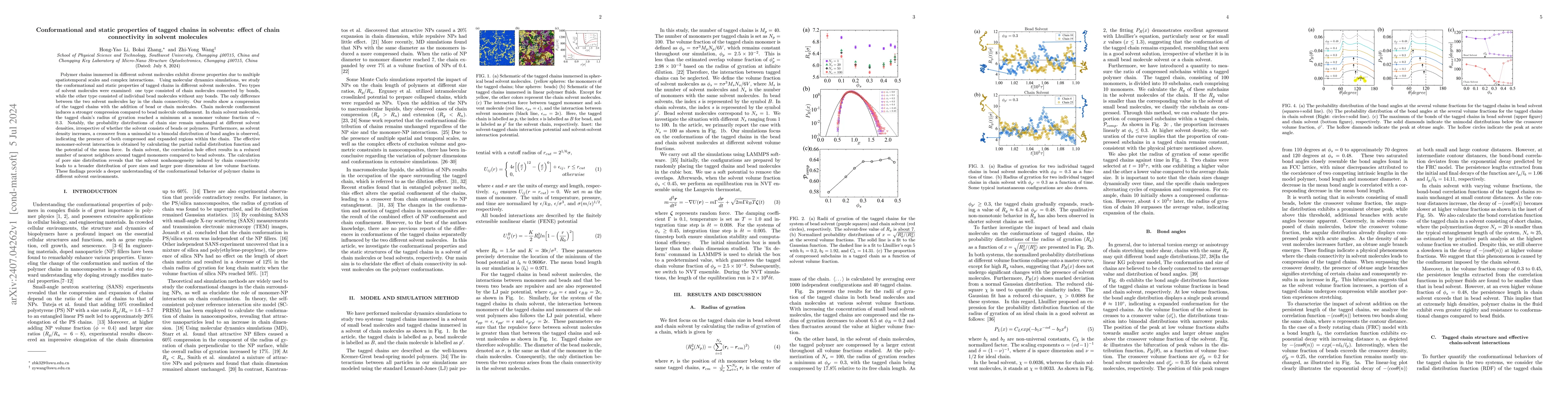 Thumbnail for Conformational and static properties of tagged chains in solvents:
  effect of chain connectivity in solvent molecules