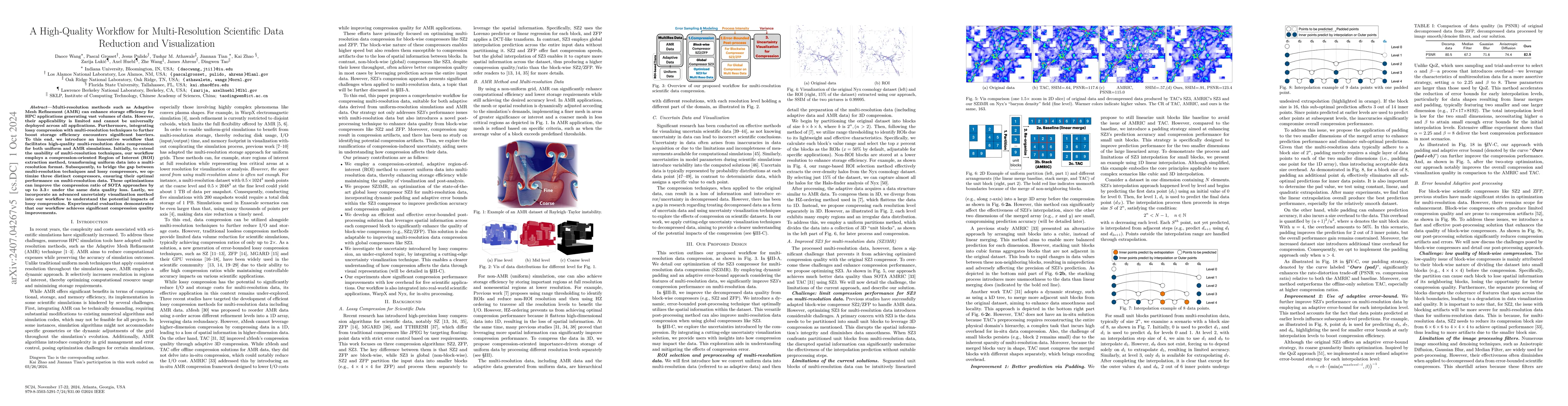 Thumbnail for A High-Quality Workflow for Multi-Resolution Scientific Data Reduction
  and Visualization