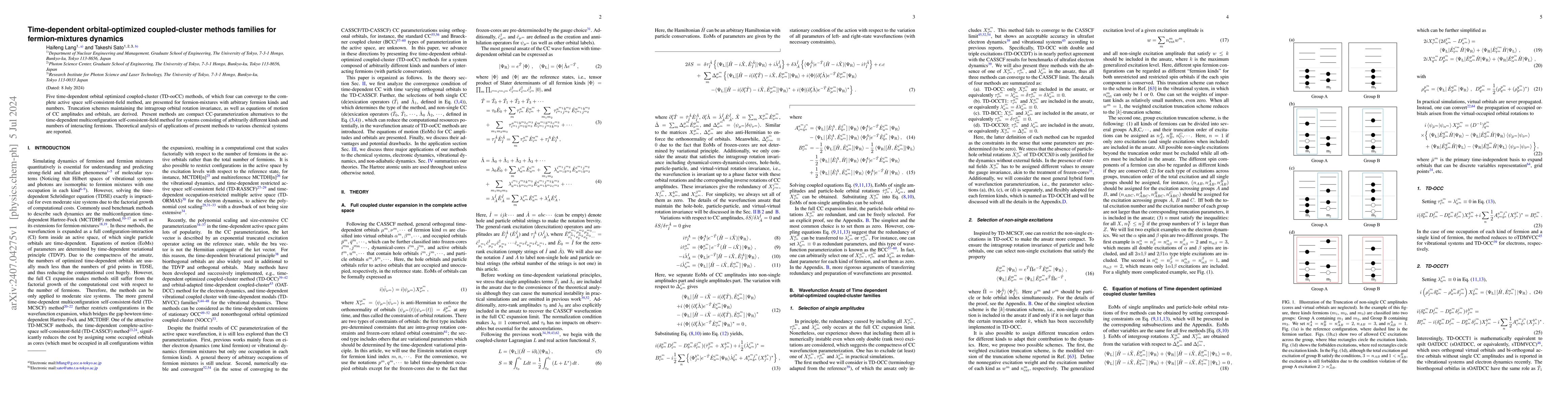 Thumbnail for Time-dependent orbital-optimized coupled-cluster methods families for
  fermion-mixtures dynamics
