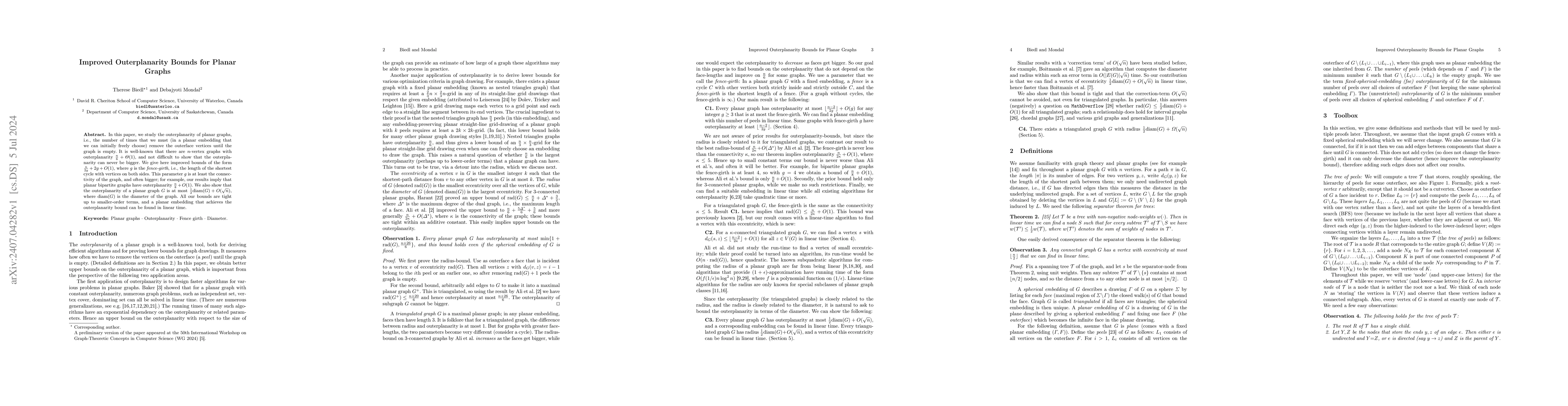 Thumbnail for Improved Outerplanarity Bounds for Planar Graphs