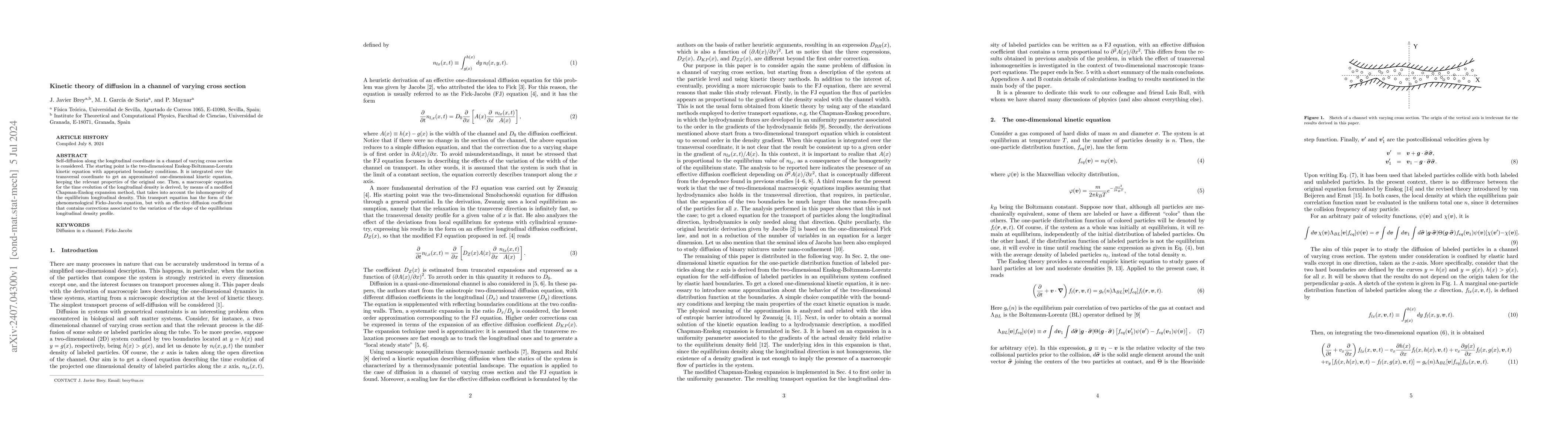 Thumbnail for Kinetic theory of diffusion in a channel of varying cross section