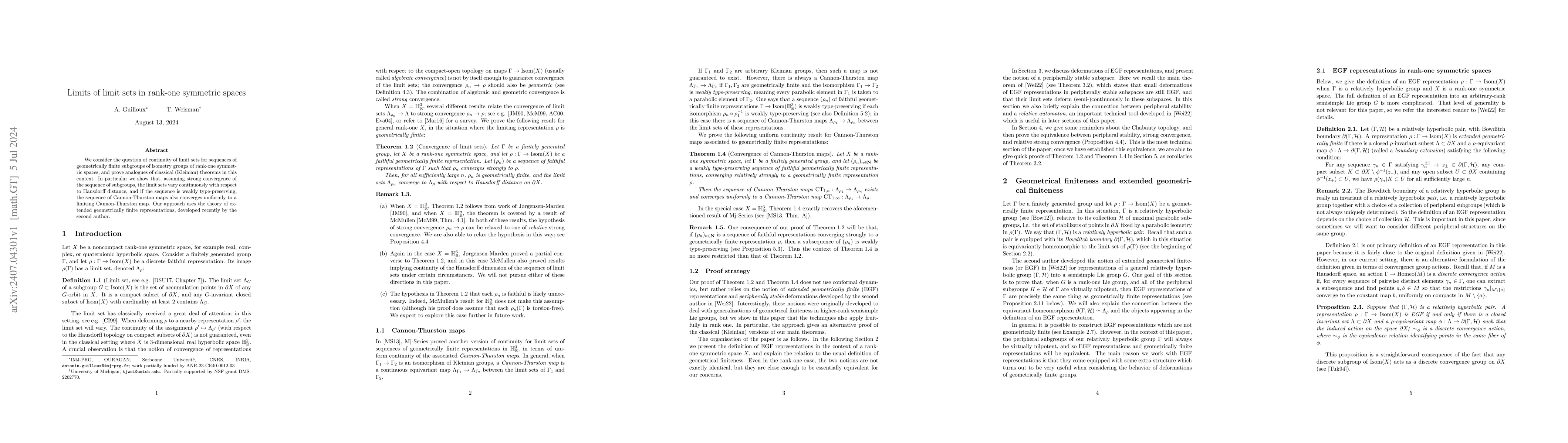 Thumbnail for Limits of limit sets in rank-one symmetric spaces