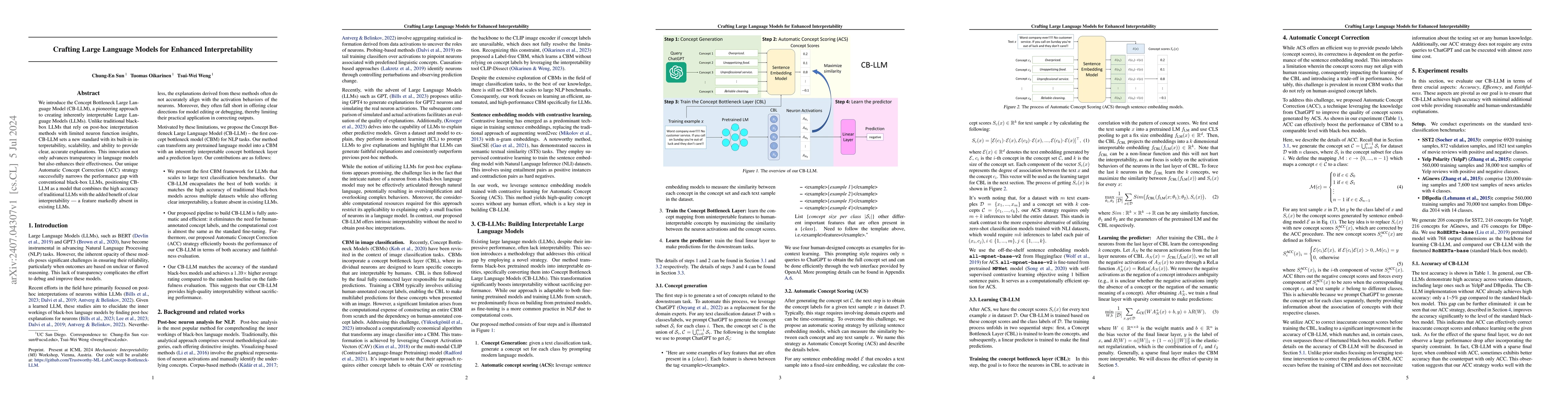 Thumbnail for Crafting Large Language Models for Enhanced Interpretability