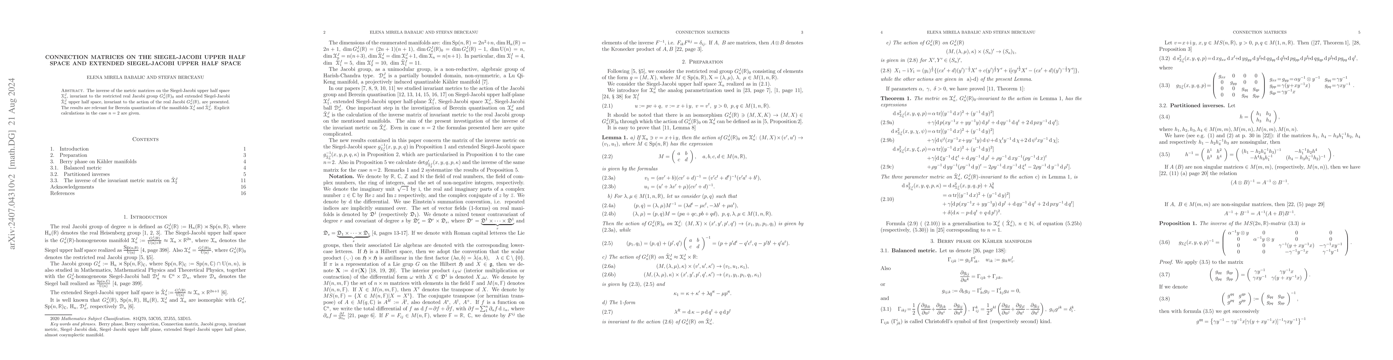 Thumbnail for Connection matrices on the Siegel-Jacobi upper half space and extended
  Siegel-Jacobi upper half space