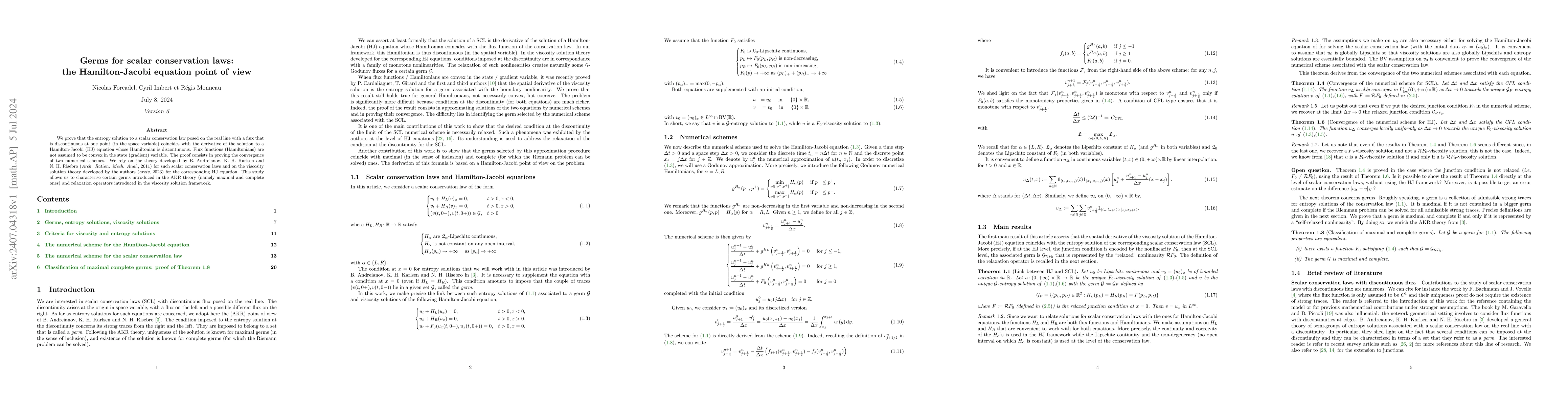 Thumbnail for Germs for scalar conservation laws: the Hamilton-Jacobi equation point
  of view