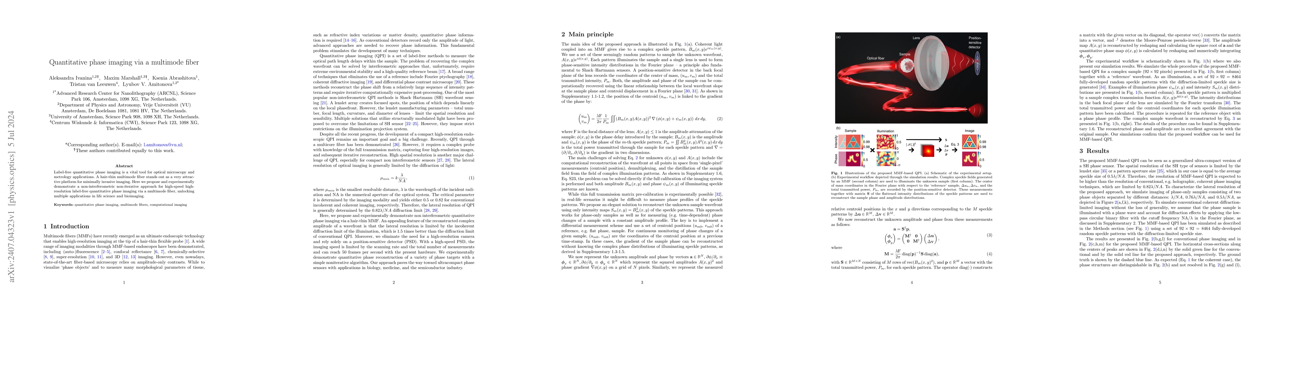 Thumbnail for Quantitative phase imaging via a multimode fiber