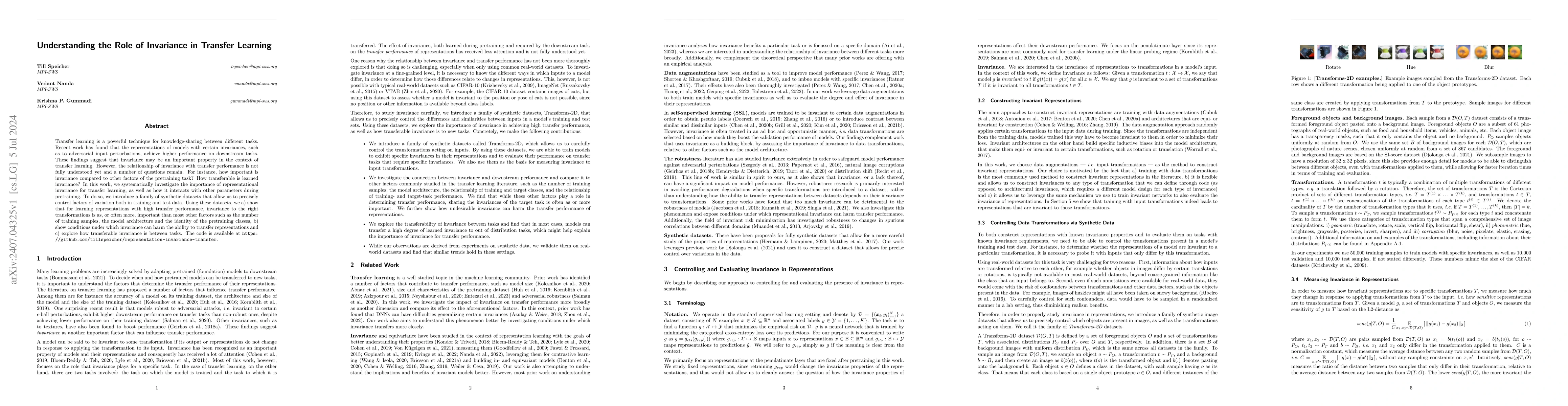 Thumbnail for Understanding the Role of Invariance in Transfer Learning